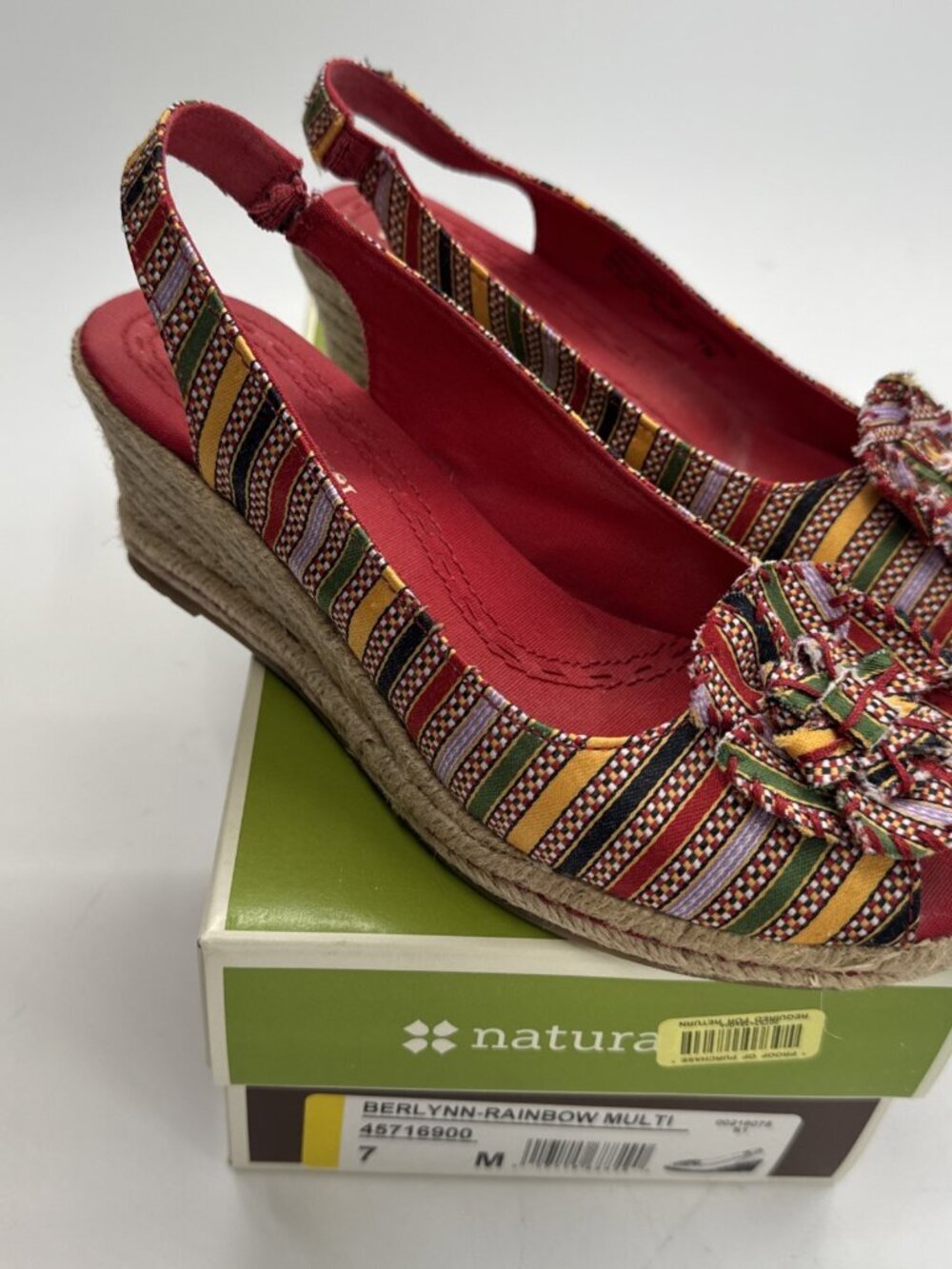 Naturalizer Wedge Sandals Women's 7 Aztec Espadrille Festival Fabric Shoes w/Box